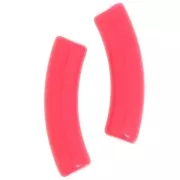 Perles tube incurvé 32x8 mm en acrylique opaque - Rose corail fluo x6