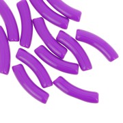 Perles tube incurvé 32x8 mm en acrylique opaque - Violet x6