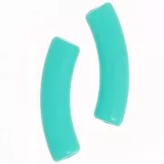 Perles tube incurvé en acrylique opaque 32x8 mm - Vert turquoise x6