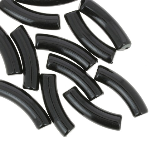 Perles tube incurvé 32x8 mm en acrylique opaque - Noir x6