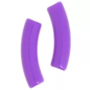 Perles tube incurvé en acrylique opaque 32x8 mm - Violet foncé x6