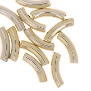 Perles tube incurvé en acrylique opaque 32x8 mm - Doré x6