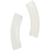 Perles tube incurvé 32x8 mm en acrylique transparent - Marbré Blanc x6