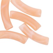 Perles tube incurvé en acrylique transparent 32x8 mm - Marbré Orange clair x6