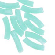 Perles tube incurvé 32x8 mm en acrylique transparent - Marbré Vert d'eau x6