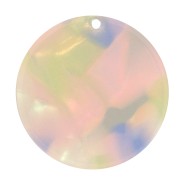 Pendentif rond en acétate 30 mm - Marbré Multicolore nacré x1|raw }}