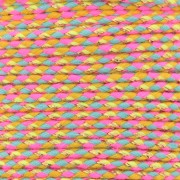 Cordon en coton tressé et fil métallisé 1.5 mm Rose fluo - Bleu - Jaune - Doré x1m|raw }}