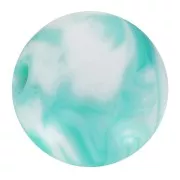 Perles rondes 8 mm en acrylique - Marbré Blanc - Turquoise x20