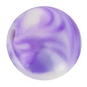Perles rondes 10 mm en acrylique - Marbré Blanc - Violet x15