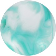 Perles rondes 12 mm en acrylique - Marbré Blanc - Turquoise x10