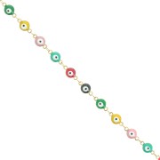 Chaîne fantaisie avec oeil résine époxy 6 mm - Acier inox Doré - Multicolore x1m|raw }}