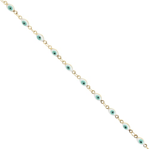 Chaîne fantaisie avec oeil résine époxy 4mm Acier inox Doré - Blanc -Turquoise x1m