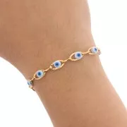 Chaîne fantaisie oeil porte-bonheur résine époxy 5.6mm - Acier inox Doré x50cm