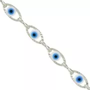 Chaîne fantaisie oeil porte-bonheur résine époxy 5.6 mm - Acier inox 304 x50cm