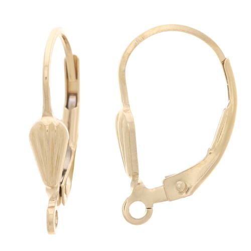 Dormeuses avec anneau ouvert 17 mm - motif coquillage - Gold filled (or laminé)  x2