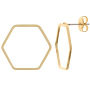 Boucles d'oreilles hexagone évidé 20x22 mm - Plaqué Or 3 microns x2|raw }}
