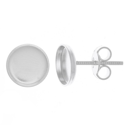 Clous d'oreilles pour cabochon fond plat 8 mm - Argent 925 x2