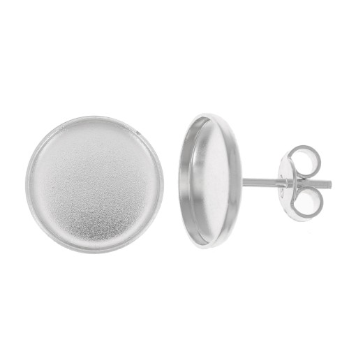 Clous d'oreilles pour cabochon fond plat 10 mm - Argent 925 x2