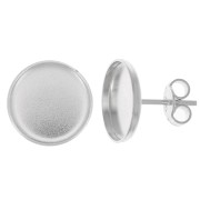 Clous d'oreilles pour cabochon fond plat 12 mm - Argent 925 x2