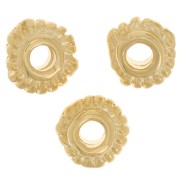 Perles rondelles striées 6 mm - Doré à l'or fin x6
