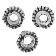 Perles rondelles striées 6 mm - Argenté vieilli x6