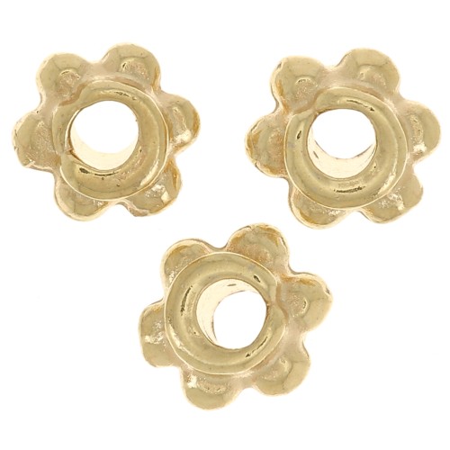 Perles rondelles effet fleur 5 mm - Doré à l'or fin x10