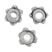 Perles rondelles effet fleur 5 mm - Argenté vieilli x10