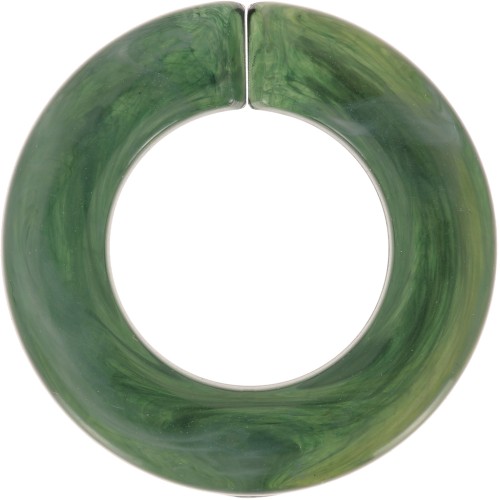 Maillon rond plat en acrylique 31.5 mm - Marbré vert foncé x1