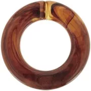 Maillon rond plat en acrylique transparent 31.5 mm - Marbré marron foncé x1
