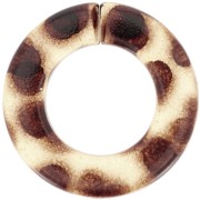 Maillon rond plat en acrylique transparent 31.5mm - Motif léopard - Marron - Beige|raw }}