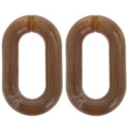 Maillon ovale en acrylique 39x24 mm - Marbré marron x1
