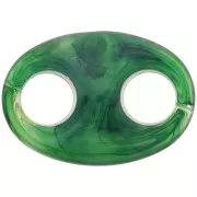 Maillon grain de café en acrylique 32x23 mm - Marbré Vert foncé x1