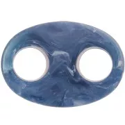 Maillon grain de café en acrylique 32x23 mm - Marbré Bleu foncé x1