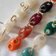 Maillon grain de café en acrylique 32x23 mm - Marbré Marron x1