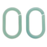 Maillon ovale en acrylique 19x12 mm - Marbré Vert d'eau x1