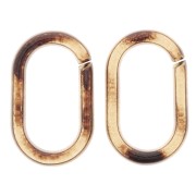 Maillon ovale en acrylique transparent 19x12 mm - Motif léopard Marron - Noir x1