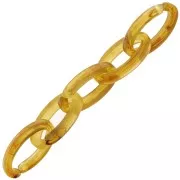 Maillon ovale en acrylique transparent 35x19 mm - Marbré Marron - Miel x1