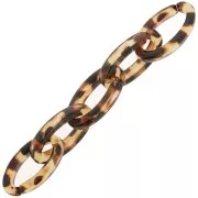 Maillon ovale en acrylique transparent 35x19 mm - Motif léopard Marron - Noir x1