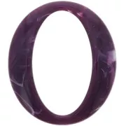 Maillon ovale en acrylique 39x34 mm - Marbré Prune x1