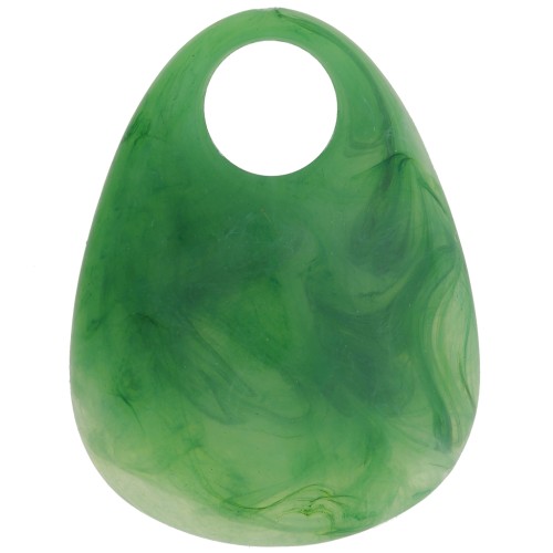 Pendentif goutte en acrylique 38x29 mm - Marbré Vert x1