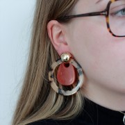 Pendentif goutte en acrylique 38x29 mm - Marbré Vert x1