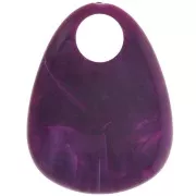 Pendentif goutte en acrylique 38x29 mm - Marbré Prune x1