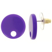 Clous d'oreilles ronds 18 mm en acrylique - Violet foncé x2