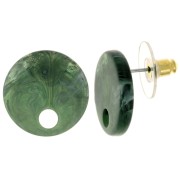 Clous d'oreilles ronds 18 mm en acrylique - Marbré Vert foncé x2