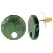 Clous d'oreilles ronds 18 mm en acrylique - Marbré Vert foncé x2