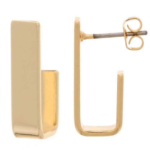 Clous d'oreilles rectangle 19x5 mm - Doré x2