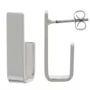 Clous d'oreilles rectangle 19x5 mm - Rhodié x2