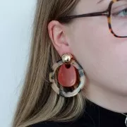 Clous d'oreilles bombés - créoles à plier - 17x16 mm - Doré x2