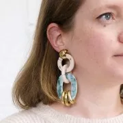 Clous d'oreilles bombés - créoles à plier - 17x16 mm - Doré x2