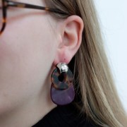 Clous d'oreilles bombés - créoles à plier - 15x14 mm - Doré x2